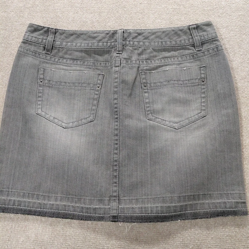 Ann Taylor LOFT Womens 10 Denim Gray Skirt Raw Hem Distressed Grunge Goth Witchy